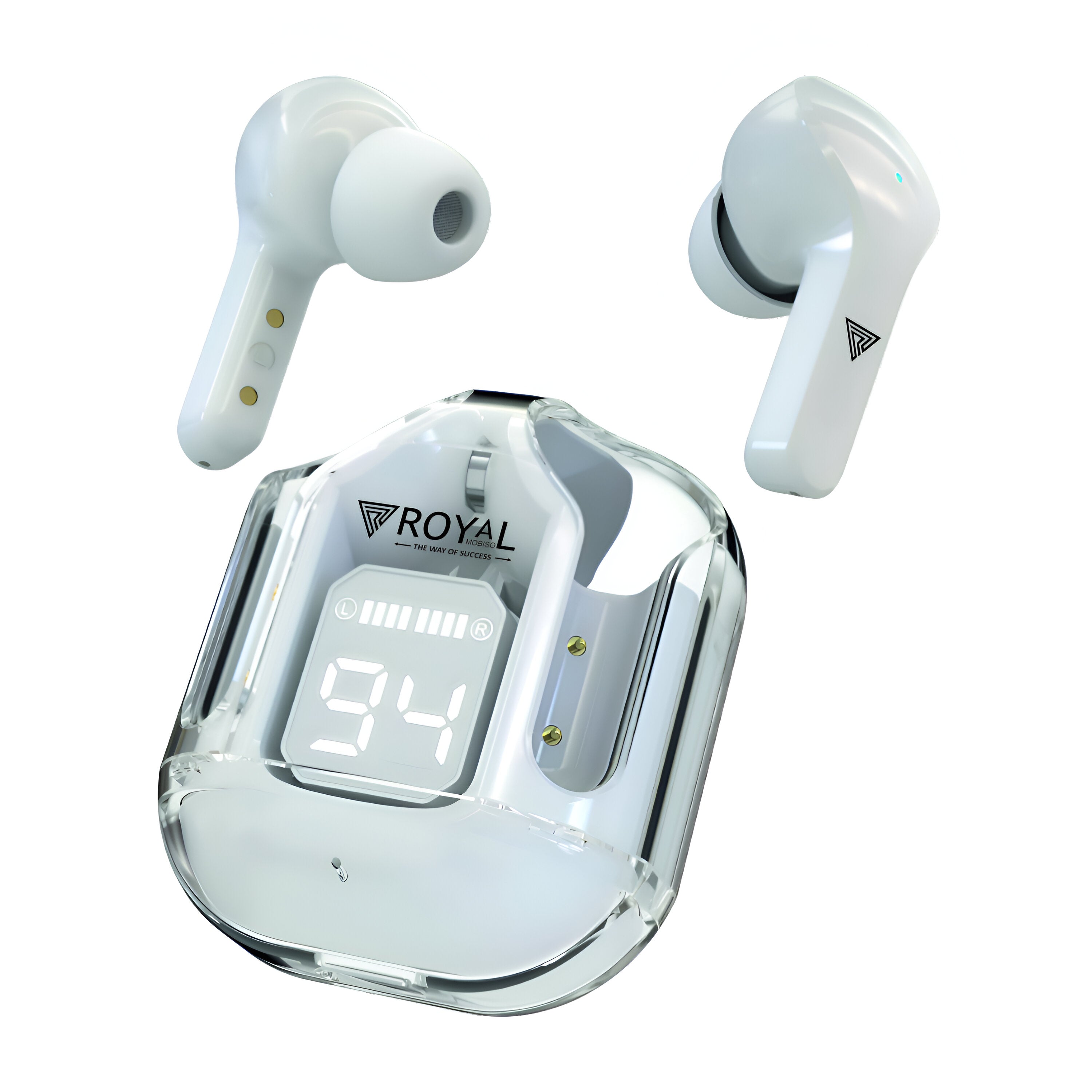 Transparent TWS Earbuds with Active Noise Cancellation | 12-Hours Playtime | Fast Charging | Royal Mobisol