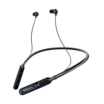 Royal Mobisol Stereo Wireless Neckband Bluetooth 5.1 | Type-C Charging | 300mAh Battery | 120 Hours Playback | Water & Dust Resistant | Jeily IC Chip | Enhanced Voice & Exotic Bass