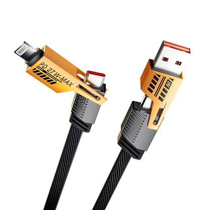 Royal Mobisol 4-in-1 Fast Charging Data Cable, 1 Meter, Type-C 65W Max, iOS 27W, Fast Data Sync, Multi-Device Charging Cable for Android & iPhone