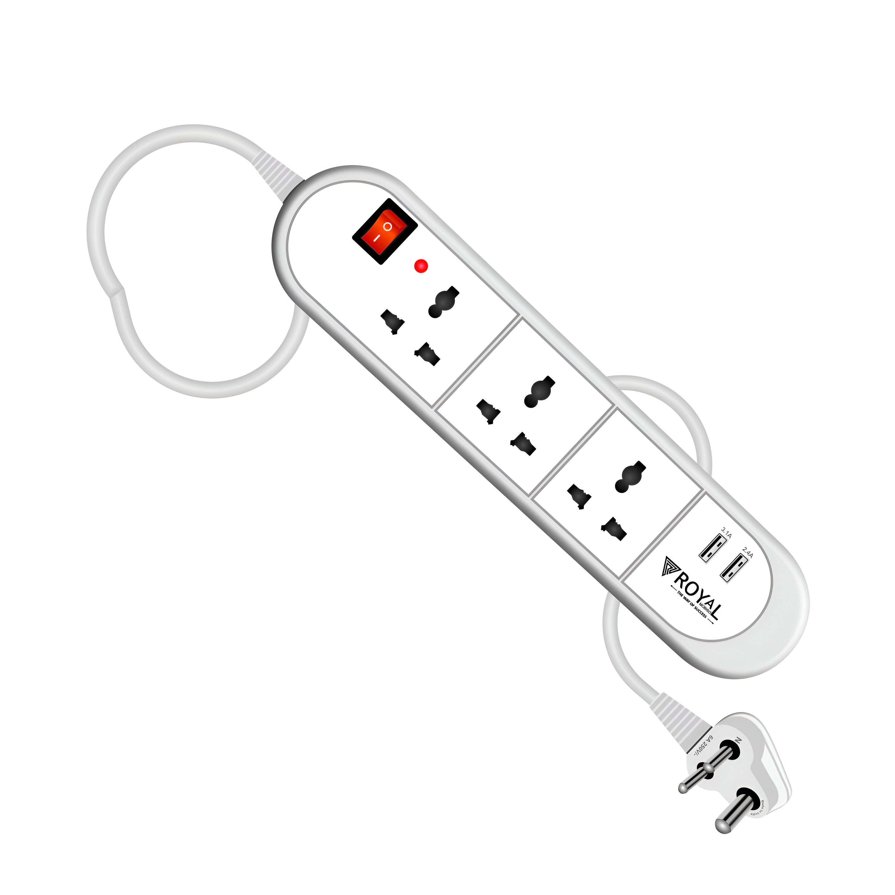 3 Universal Sockets & 2 USB Ports Extension board