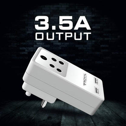 3.5A Dual-USB Fast Charger & 3-Pin Extension (Universal Compatibility)