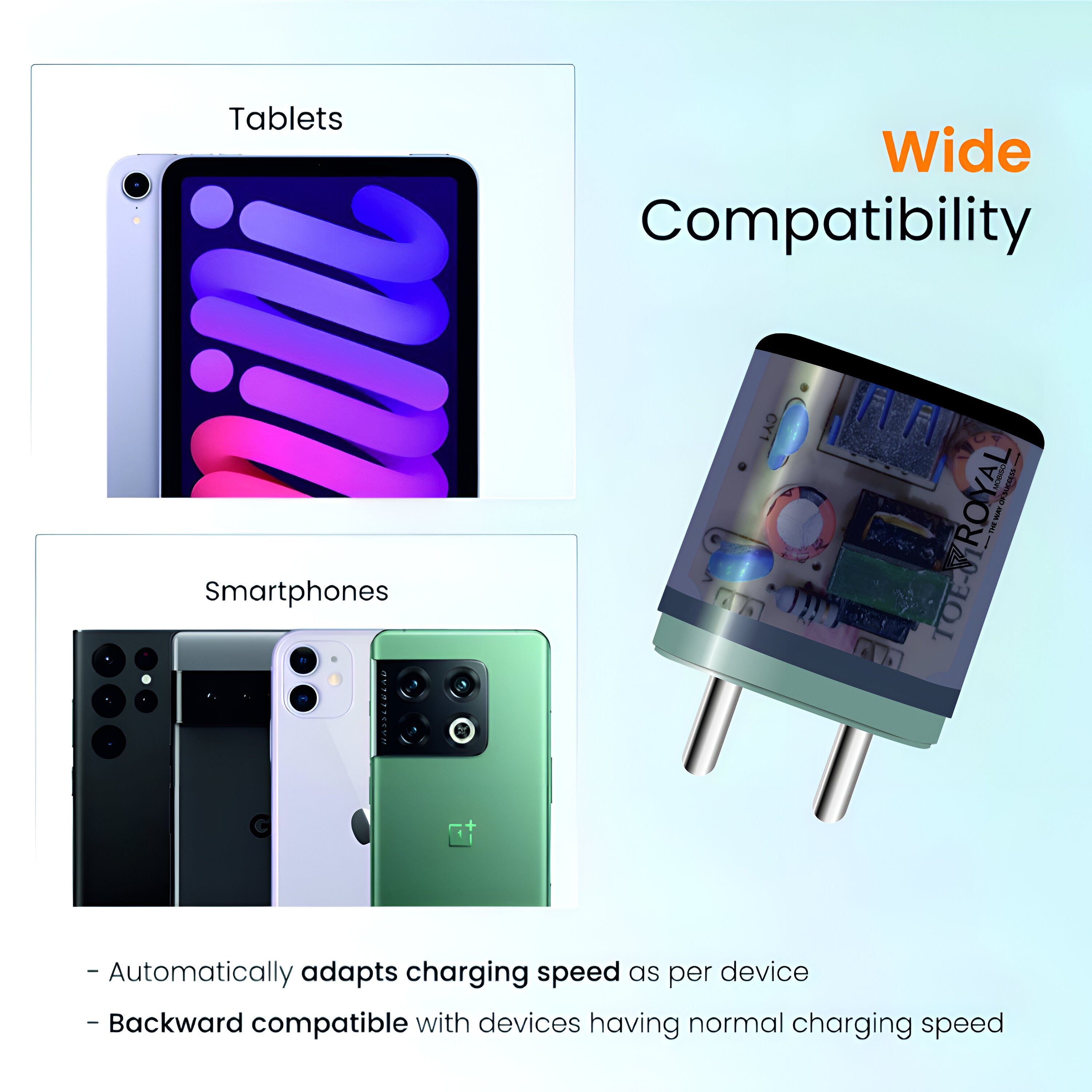 2.5A Fast Charging Single USB Charger (Android & Keypad Phones) - Transparent Design