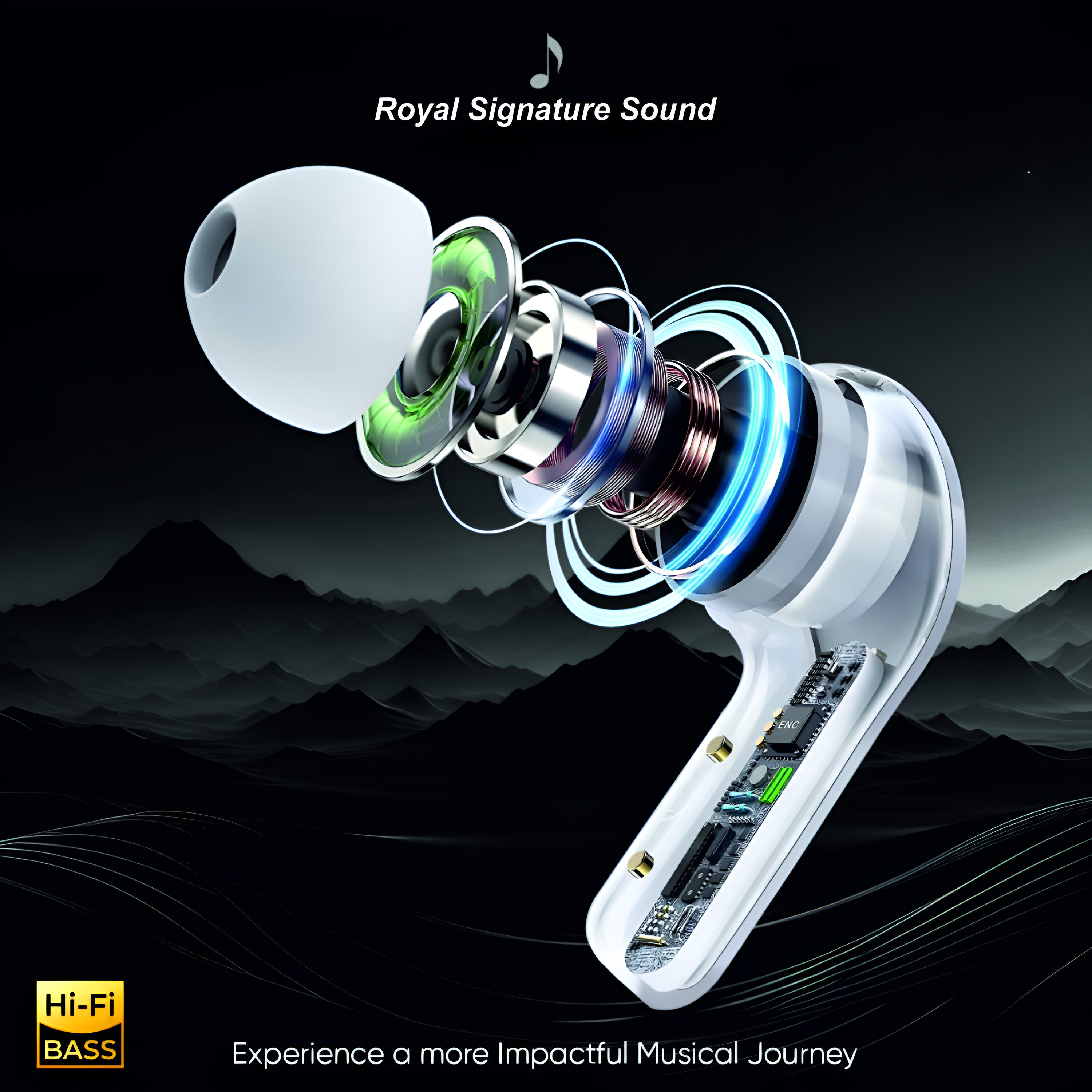 Transparent TWS Earbuds with Active Noise Cancellation | 12-Hours Playtime | Fast Charging | Royal Mobisol