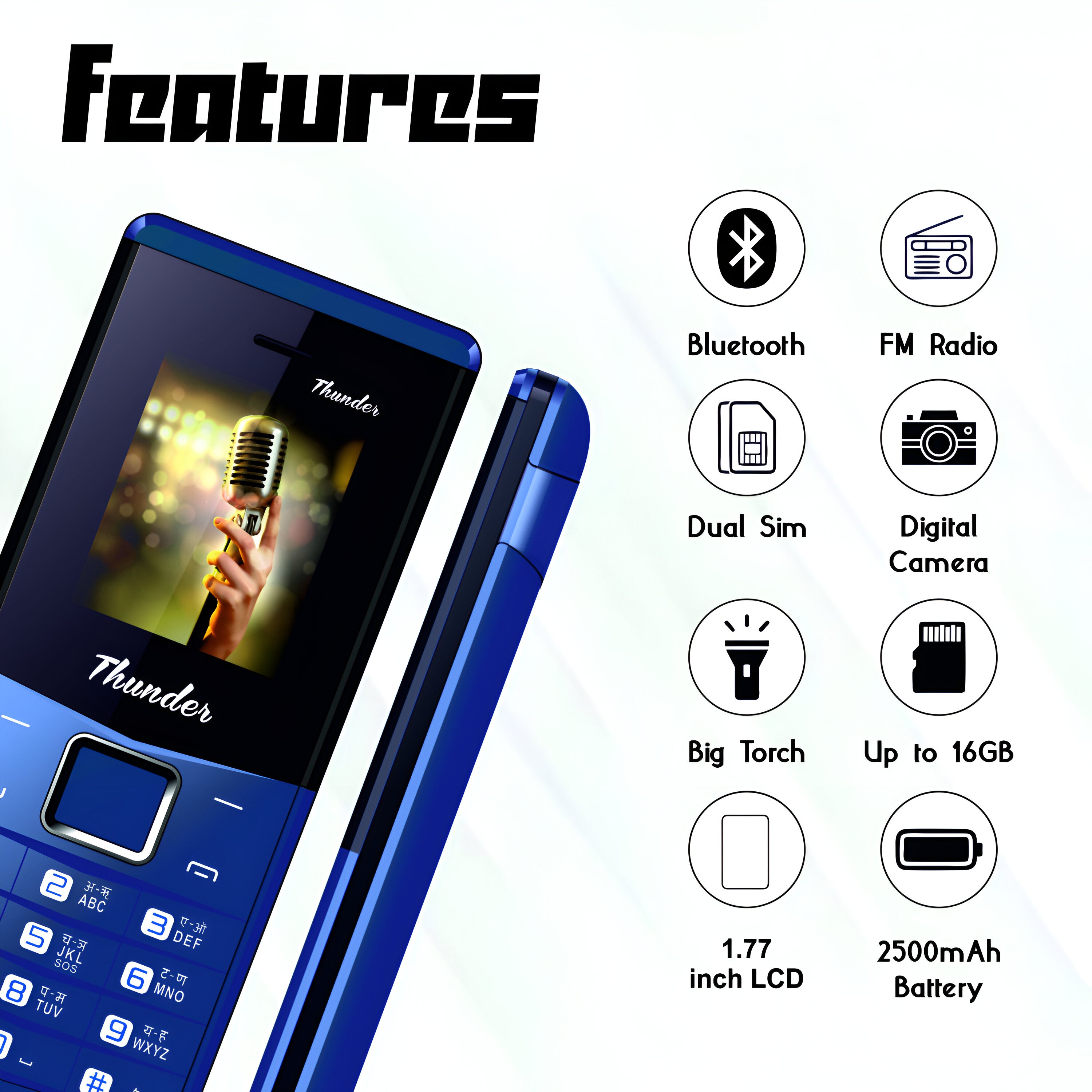 Keypad Mobile | Royal Mobisol Thunder Blue: Reliable Performance | Dual 4G Sim | Expandable 16 GB Storage | 2500 mAh Battery