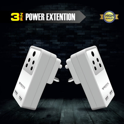 3.5A Dual-USB Fast Charger & 3-Pin Extension (Universal Compatibility)