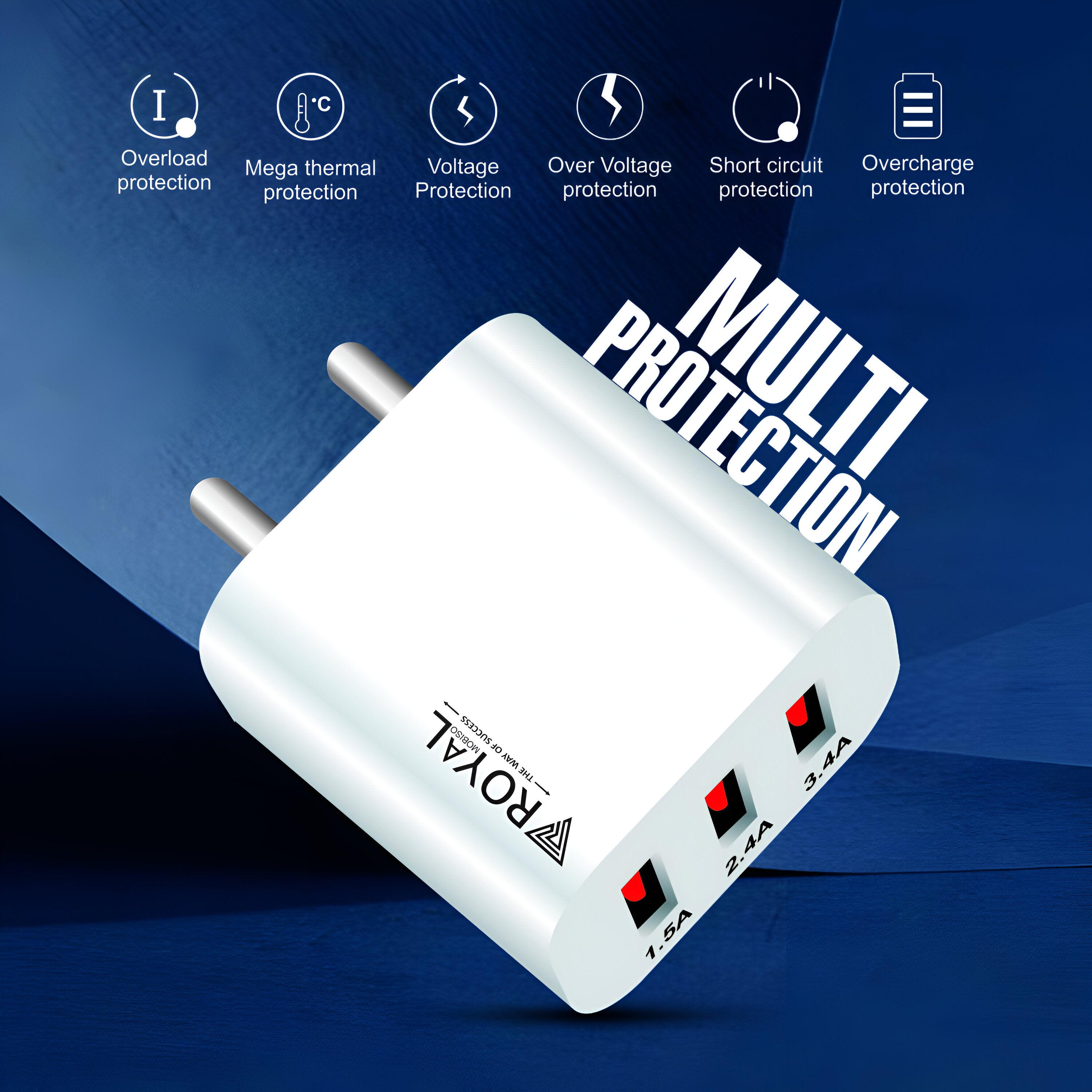 3.4A Triple USB Charger (Android & Keypad Phones)