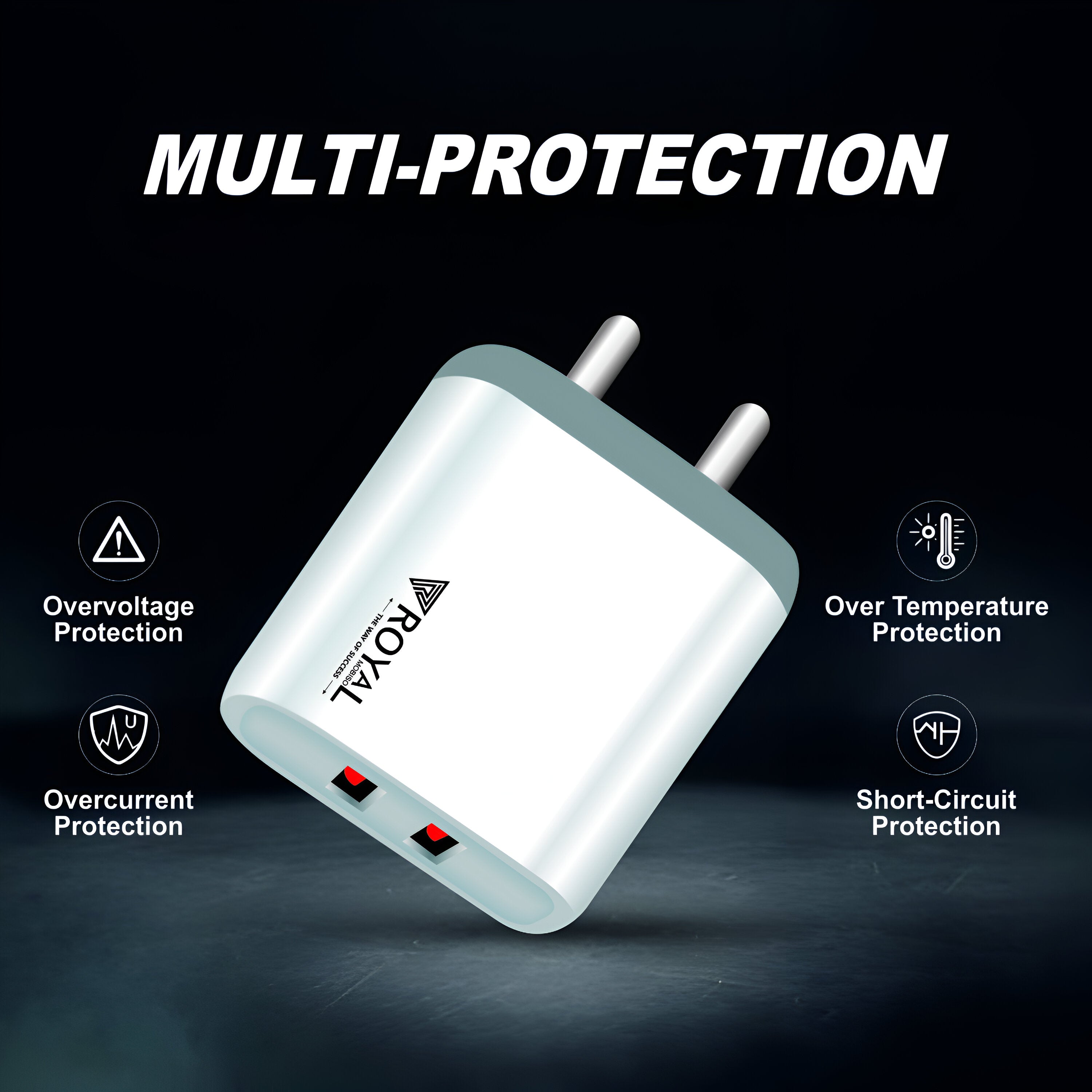 Powerful 2.4A Dual Port Charger with Safety Features