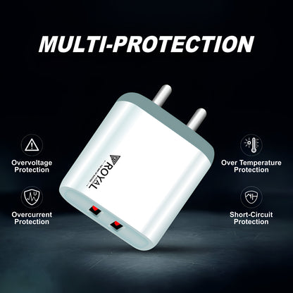 Powerful 2.4A Dual Port Charger with Safety Features