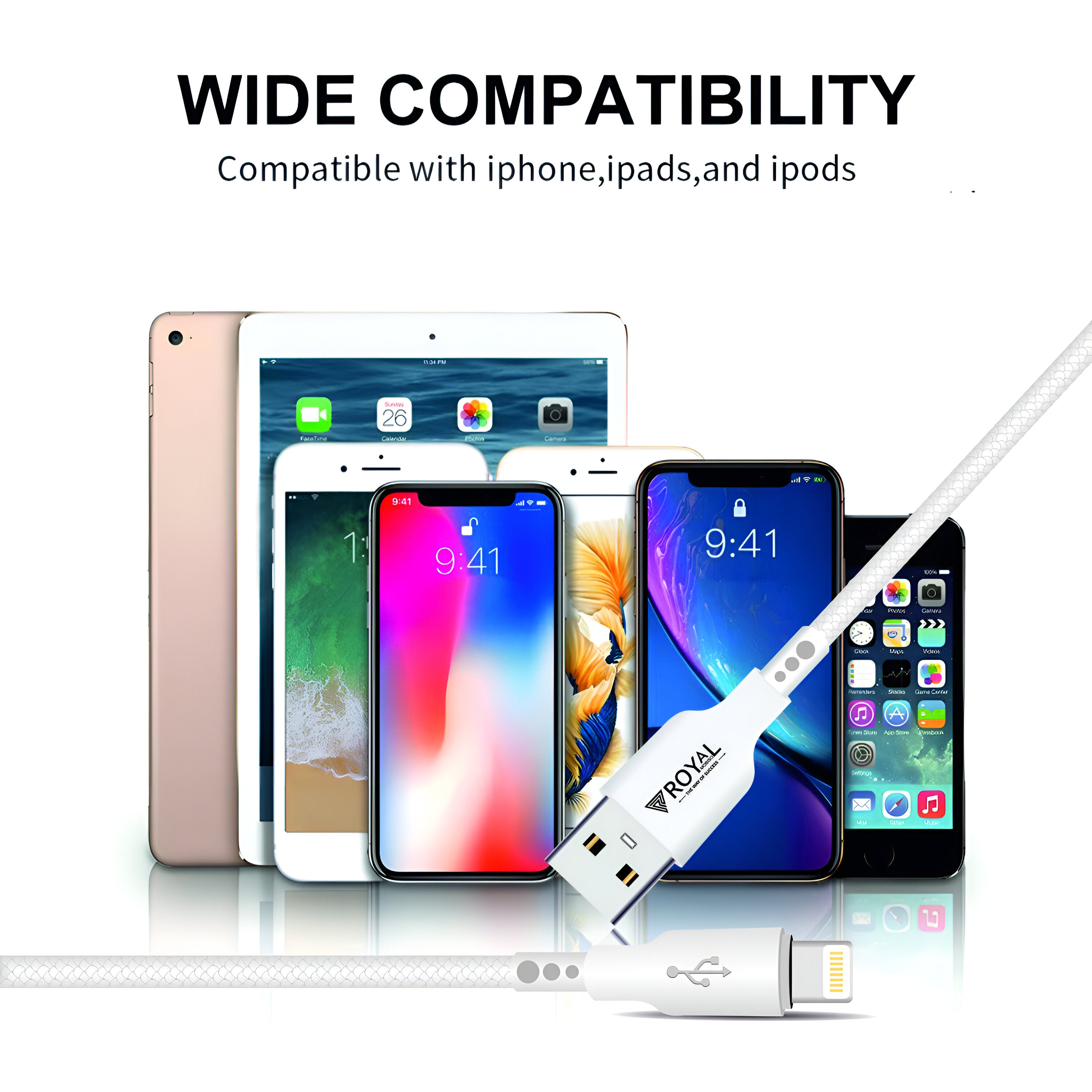 Royal Mobisol DC-011 | 18W | Fast Charging | 1 Meter | Durable iPhone Charger Cable | Sync & Charge