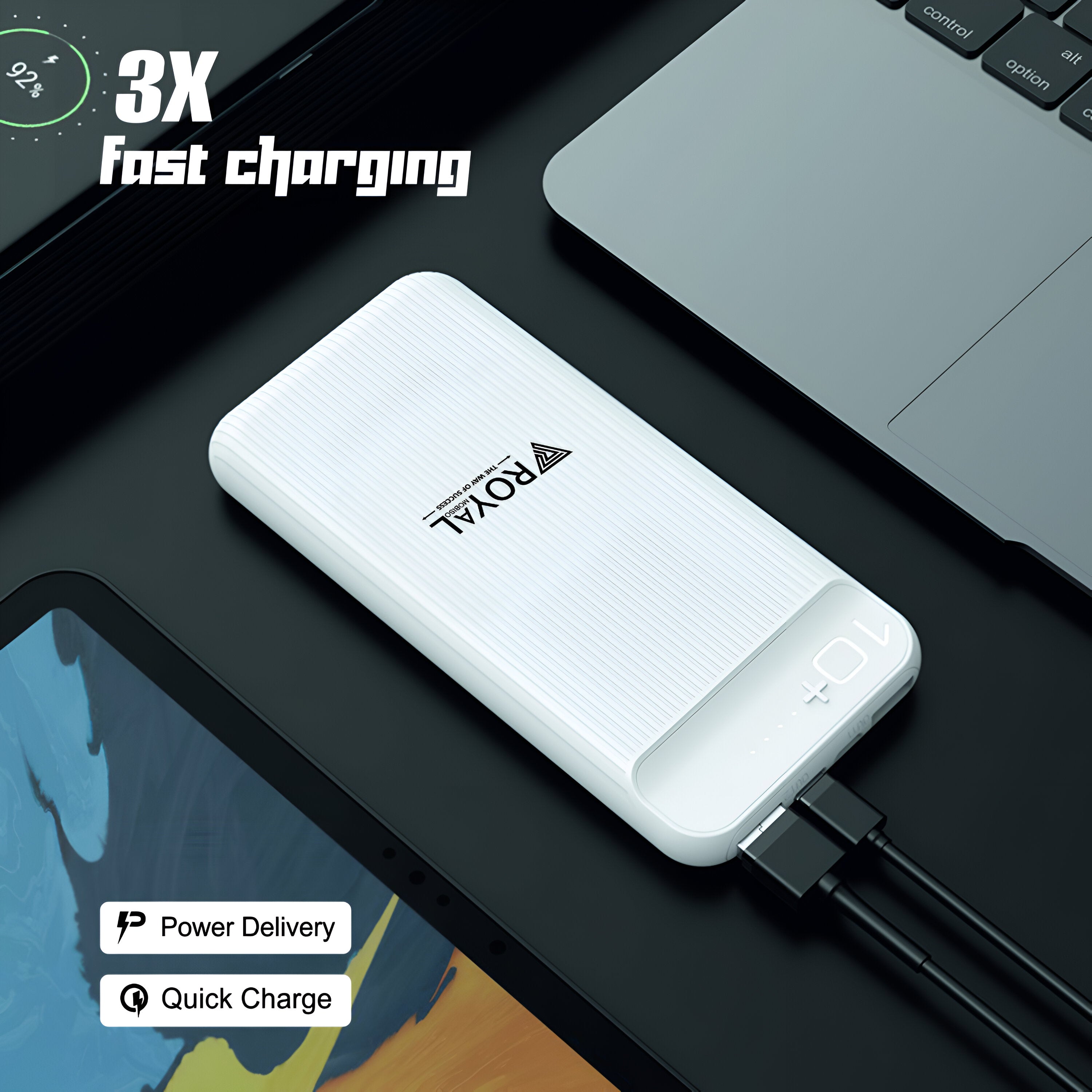 Pocket Power Bank | Royal Mobisol RYL-POB-02: Lightweight Pocket-Sized Powerbank | Superfast Charging - 12000mAh