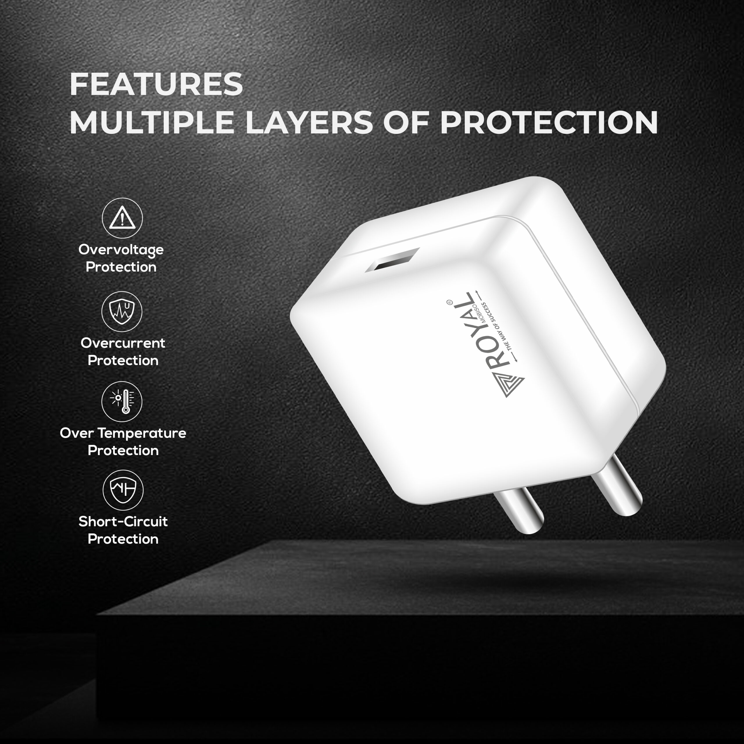 Royal CH-321 65W Quick Charger Single USB Wall Adapter – Universal Smart Fast Charging Travel Charger with Multi-Layer Protection - Image 5