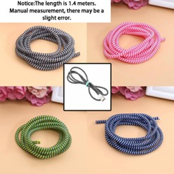 Universal Spiral Cable Protector & Charger Cord Organizer | 1.4 Meter Flexible Cable Sleeve | Anti-Break USB Charging Cable Protector | Easy DIY Wire Wrap