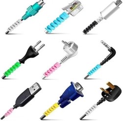 Universal Spiral Cable Protector (8-Piece Set) | Flexible USB Charger Cord Saver | Anti-Break Cable Spring Sleeve | Wire Protector for Type-C, Lightning & Earphones - Image 2