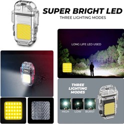 USB Type-C Rechargeable Plasma Arc Lighter with Super Bright LED Flashlight | Waterproof Windproof Electric Lighter | 3 Lighting Modes | Emergency Camping Torch - Image 3