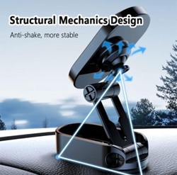 Foldable Magnetic Car Phone Holder | Zinc Alloy Dashboard Mobile Mount | Strong Magnetic Phone Stand | One-Hand Operation | Universal Smartphone Holder - Image 3