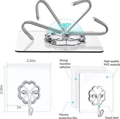 Transparent Heavy Duty Self-Adhesive Wall Hook | Waterproof PVC Adhesive Hook | Stainless Steel Utility Hanger | No-Drill Multipurpose Wall Hook