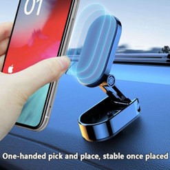 Foldable Magnetic Car Phone Holder | Zinc Alloy Dashboard Mobile Mount | Strong Magnetic Phone Stand | One-Hand Operation | Universal Smartphone Holder - Image 4