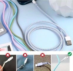 Universal Spiral Cable Protector & Charger Cord Organizer | 1.4 Meter Flexible Cable Sleeve | Anti-Break USB Charging Cable Protector | Easy DIY Wire Wrap - Image 4