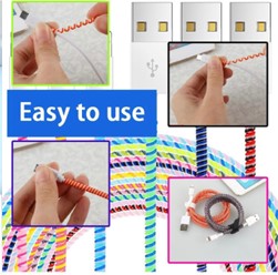 Universal Spiral Cable Protector & Charger Cord Organizer | 1.4 Meter Flexible Cable Sleeve | Anti-Break USB Charging Cable Protector | Easy DIY Wire Wrap - Image 5
