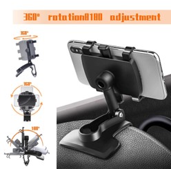 Universal 360° Rotating Car Dashboard & Rearview Mirror Phone Holder | Adjustable Clip Mount | Foldable Mobile Stand | One-Hand Operation - Image 5