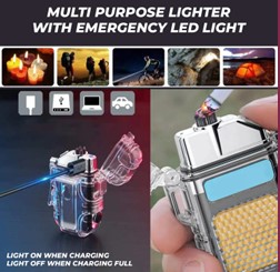 USB Type-C Rechargeable Plasma Arc Lighter with Super Bright LED Flashlight | Waterproof Windproof Electric Lighter | 3 Lighting Modes | Emergency Camping Torch - Image 5