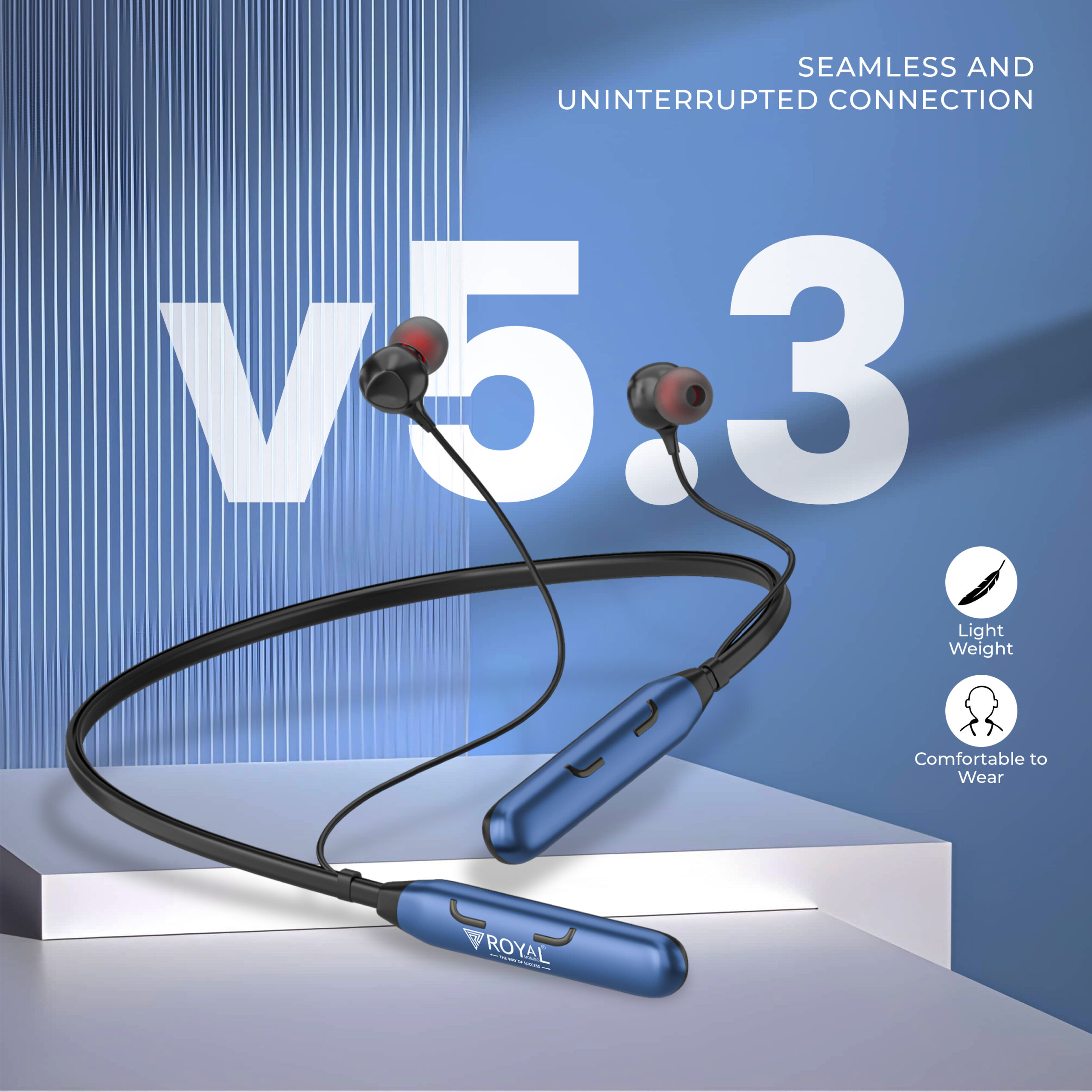 Royal Harmony Wireless Bluetooth Neckband Earphones | Bluetooth 5.3 | Up to 72 Hours Playtime | Magnetic Earbuds | Lightweight Neckband | Android & iOS Compatible - Image 6
